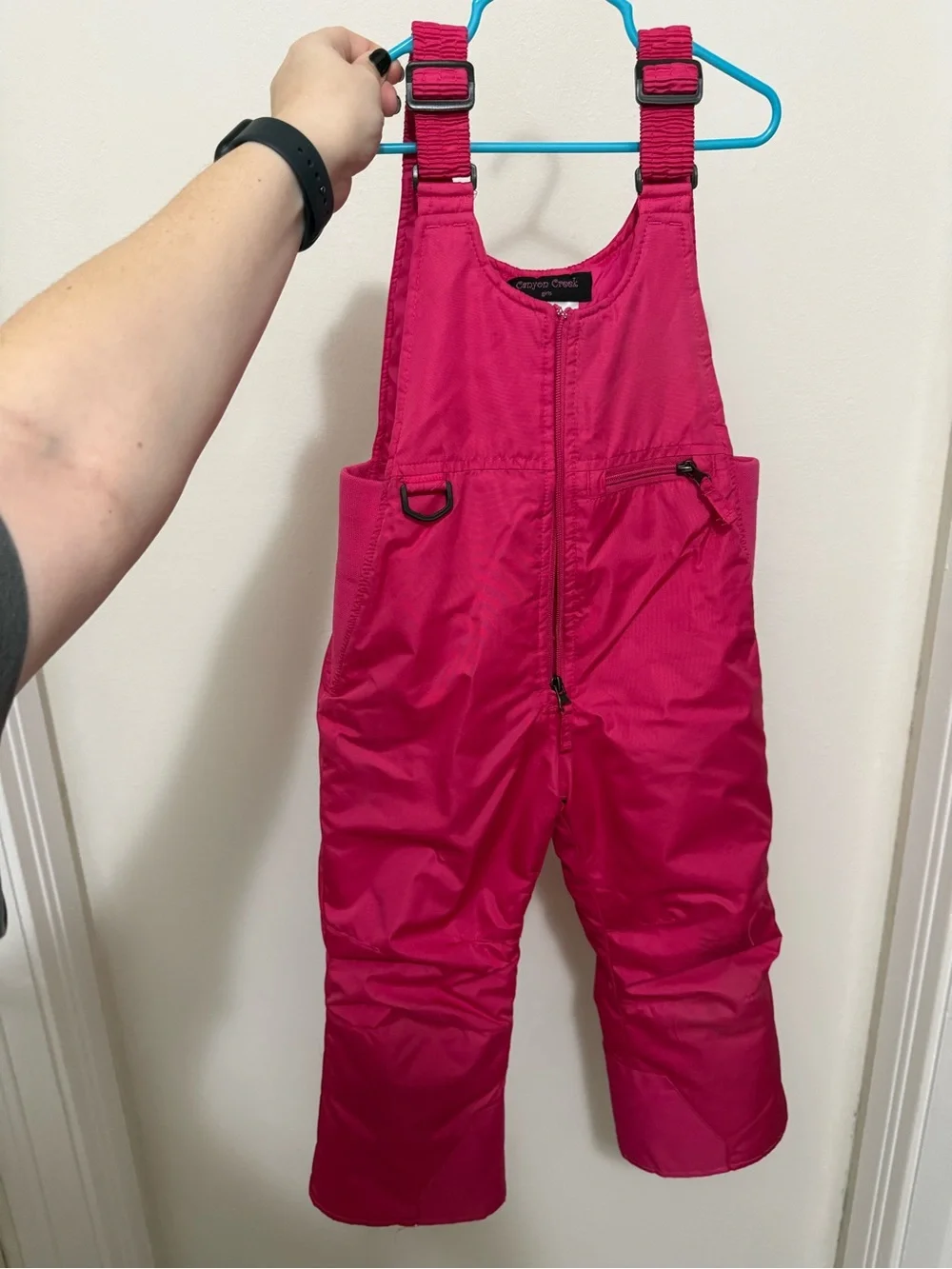 Kids Waterproof Pink Snow Bibs with Adjustable Straps